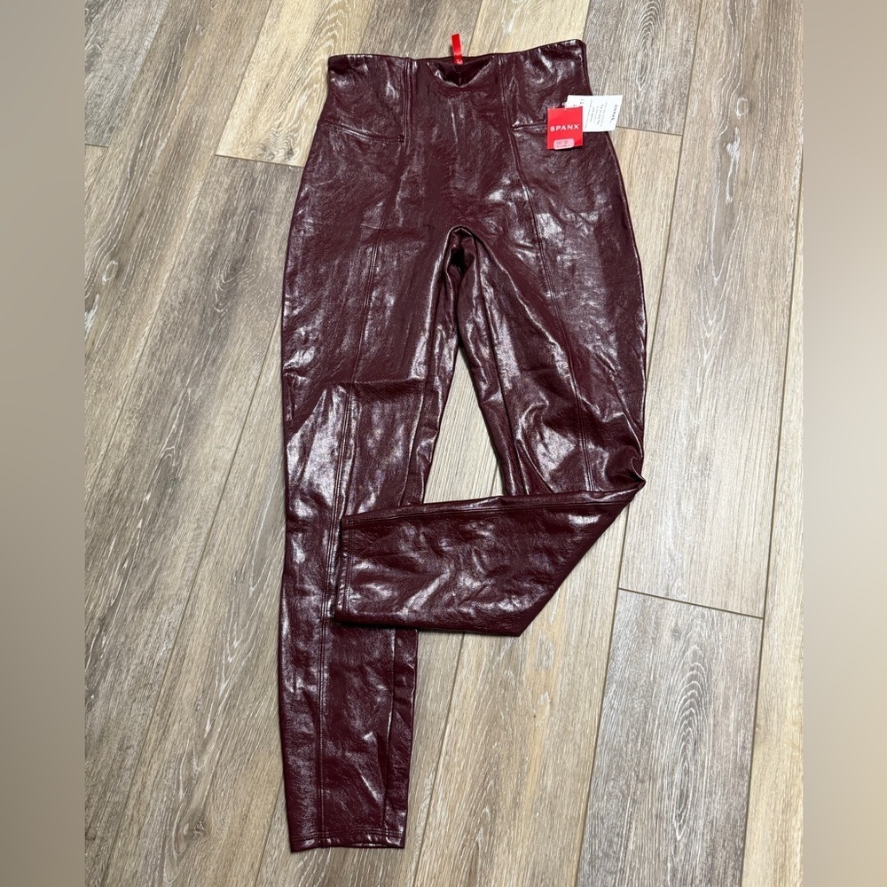 #12) SPANX Maroon Faux Leather Leggings